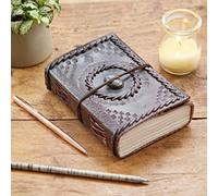 Paper High Indra Medium Stitched and Embossed Stoned Leather Journal 110 x 160 mm - Fair Trade & Handmade - Unlined Pages (Labradorite)