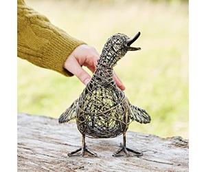 Paper High Janhvi the Small Quacking Duck Wire Garden Ornament - Outdoor Decoration - Metal Sculpture - Garden Statue - Recycled Metal