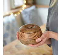 Paper High Makula Natural Mango Wood Bowl with Lid - M