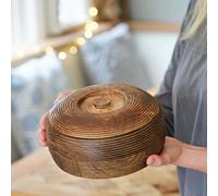 Paper High Makula Natural Mango Wood Bowl with Lid | Size: Medium Paper High Natural Medium