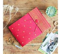 Paper High Medium Sari Fabric Photo Album - Cerise