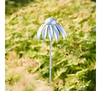 Paper High Metal Echinacea Flower Garden Stake Decoration in Silver Paper High Silver