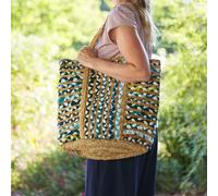 Paper High Recycled Cotton and Jute Tote Bag - Green