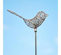 Paper High Recycled Metal Bird Garden Stake Decoration - Outdoor Decoration - Metal Sculpture - Accessory - For The Garden - Flowerbed Décor (Long stake - 88cm)