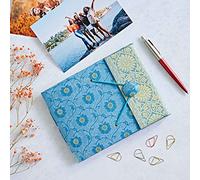 Paper High Sari Fabric Cover Photo Album Small | Blue | 30 Pages to fit 30 6x4 Photos | Fair Trade & Handmade | Scrapbooking and Crafting Picture Album