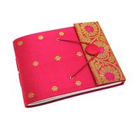 Paper High Sari Fabric Cover Photo Album Small | Cerise | 30 Pages to fit 30 6x4 Photos | Fair Trade & Handmade | Scrapbooking and Crafting Picture Album