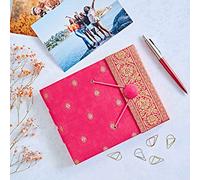 Paper High Sari Fabric Cover Photo Album Small | Red | 30 Pages to fit 30 6x4 Photos | Fair Trade & Handmade | Scrapbooking and Crafting Picture Album