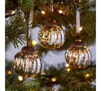 Paper High Set of 3 Silver Antique Effect Glass Baubles Paper High Silver