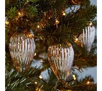 Paper High Set of 3 Silver Antique Effect Glass Teardrop Baubles Paper High Silver