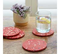 Paper High Set of 4 Recycled Plastic Round Coasters - Red