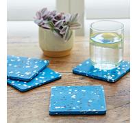Paper High Set of 4 Recycled Plastic Square Coasters - Blue