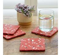 Paper High Set of 4 Recycled Plastic Square Coasters - Red