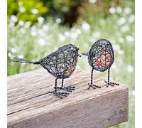 Set of Two Wire Robin Decorative Ornament Paper High Black One Size