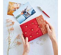 Paper High Small Sari Fabric Photo Album - Red