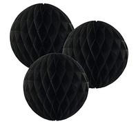 Paper Honeycomb Balls (Pack of 3) Christmas Tree Decorations Birthday Wedding Baby Shower (12" (30cm), Black)