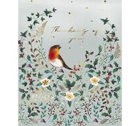 Paper House Artistic Christmas Greeting Card - Thinking of You - Robin and Foliage - Stunning Illustration With Gold Foil Details - From The Great British Card Company