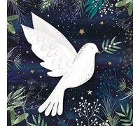 Paper House Pack of 6 Artistic Charity Christmas Cards - 'Dove in The Foliage' - Golden Stars at Night - From The Great British Card Company
