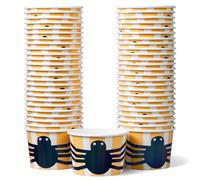 Paper Ice Cream Cups, 50-Count 250ml Disposable Dessert Bowls for Hot or Cold Food, 250ml Halloween Party Supplies Treat Cups, Spider
