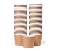Paper Ice Cream Cups - 50-Count 325ml Disposable Dessert Bowls for Hot or Cold Food, 325-Milliliter Party Supplies Treat Cups for Sundae, Frozen Yoghurt, Soup, Brown
