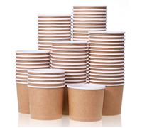 Paper Ice Cream Tubs and Soup Bowls, 100-Count, 325 ml, Kraft Brown, Hot/Cold Paper Snack Cups, Disposable Ice Cream Cups, Soup Bowls