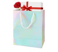 Paper Iridescent Bag - 40.5x15x30.5cm Holographic Paper Gift Bag With Handles | Small Birthday Treat, Sweets & Cookie Favor Bags For Kids’ Party &