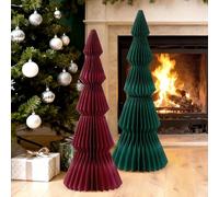 PAPER JAZZ 20in Large Honeycomb Christmas Tree for Floor,3D Green&Red Paper Christmas Tree Decorations,Artificial Folding Tree Centerpiece for Indoor, Xmas Decorations,Living Room,Doorside,Porch.