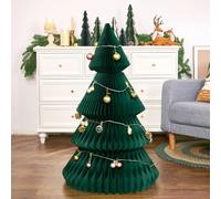 PAPER JAZZ 3ft Large Honeycomb Christmas Tree,3D Giant Green Paper Christmas Tree Decorations,Big Artificial Tree Centerpiece for Xmas Decorations,Mall Storefronts,Living Room,Doorside,Porch.