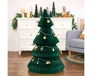 PAPER JAZZ 3ft Large Honeycomb Christmas Tree,3D Giant Green Paper Christmas Tree Decorations,Big Artificial Tree Centerpiece for Xmas Decorations,Mall Storefronts,Living Room,Doorside,Porch.