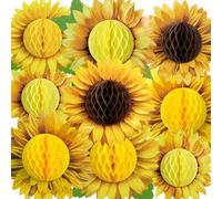Paper Jazz Sunflower Honeycomb Decorations,Sunflower Birthday Party Decoraytion,Yellow Wall Hanging Ceilling for Spring Garden Themed Birthday Baby Shower Bridal Shower Party Favor.
