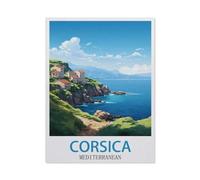 Paper Jigsaw 1000 Piece，Mediterranean Corsica Travel Poster，Educational Toys for Adult Birthday Gift38x52cm-BU79