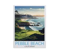 paper Jigsaw 1000 Piece，Pebble Beach California Vintage Travel Poster Golf，Educational Toys For Adult Birthday Gift（50x70cm）-AK35