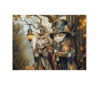 Paper Jigsaw 1000 Piece,Two Cats Under the Fairytale Tree in Steampunk,Educational Toys For Adult Birthday Gift(50x70cm)-AC2