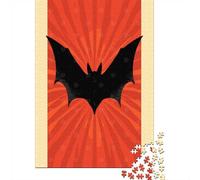 Paper Jigsaw Puzzle, 1000 Pieces, Bat Silhouette on Red, 70x50cm/1000pcs
