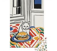 Paper Jigsaw Puzzle, 1000 Pieces, Funny Cat Glutton, 70x50cm/1000pcs