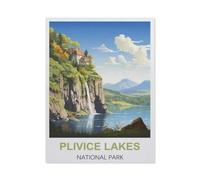 Paper Jigsaw Puzzle 1000 Pieces,Plitvice Lakes National Park Vintage Travel Poster,Adult Children Toys Decompression Game(50x70cm)-CC18
