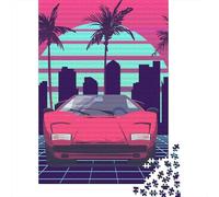 Paper Jigsaw Puzzle, 1000 Pieces, Retro Future 80s Style, 38x26cm/1000pcs