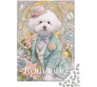 Paper Jigsaw Puzzle, 1000 Pieces, Romantic Bichon Frise Art Print -1, 38x26cm/1000pcs