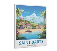 paper Jigsaw Puzzle 1000 Pieces，Saint Barth Caribbean Vintage Travel Poster，Adult Children Toys Decompression Game（50x70cm）-C43