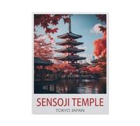 paper Jigsaw Puzzle 1000 Pieces，Sensoji Temple Tokyo Japan Vintage Travel Poster，Adult Children Toys Decompression Game（50x70cm）-AV18