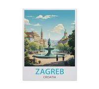 Paper Jigsaw Puzzle 1000 Pieces，Zagreb Croatia Vintage Travel Poster，Adult Children Toys Decompression Game26x38cm-BD80