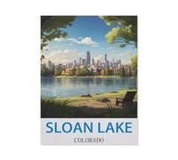 Paper Jigsaw Puzzle 1500 Pieces，Sloan Lake Denver Colorado Vintage Travel Posters House，Adult Children Toys Decompression Game57x87cm-CV100