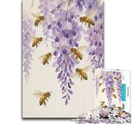 Paper Jigsaw Puzzle Bees And Wisteria Flowers 1000pcs (52x38cm) for Adults | A detailed printed puzzle on Sunday afternoons for a satisfying challenge.