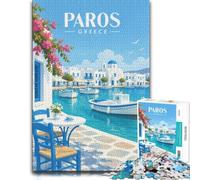 Paper Jigsaw Puzzle Paros Greece And Boat 1000pcs (70x50cm) for Adults | For festive family time away from screens, this adult jigsaw puzzle with 1000 pieces creates puzzle time on colder days.