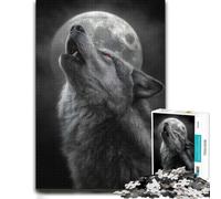 Paper Jigsaw Puzzle Wolf Howling at The Moon 1000pcs (70x50cm) for Adults | Choose a puzzle gift for adults for cold-weather weekends for a rewarding break.