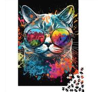 Paper Jigsaw Puzzles for Adults 1000 Piece Colorful Cat Animal Paint Jigsaw Puzzles for Adults Challenging Game Brain Teasers 1000pcs (38x26cm)