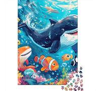 Paper Jigsaw Puzzles for Adults 1000 Piece Cute Ocean Animals Jigsaw Puzzles for Adults Challenging Game Brain Teasers 1000pcs (38x26cm)