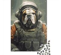 Paper Jigsaw Puzzles for Adults 1000 Piece English Bulldog Soldier Jigsaw Puzzles for Adults Challenging Game Brain Teasers 1000pcs (38x26cm)