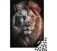 Paper Jigsaw Puzzles for Adults 1000 Piece Lion Tiger Portrait Jigsaw Puzzles for Adults Challenging Game Brain Teasers 1000pcs (38x26cm)
