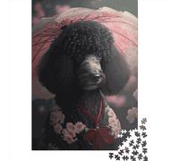 Paper Jigsaw Puzzles for Adults 1000 Piece Poodle Kimono Jigsaw Puzzles for Adults Challenging Game Brain Teasers 1000pcs (38x26cm)
