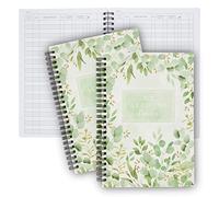 Paper Junkie Accounting Ledger Book for Bookkeeping - My Account Tracker Expense Notebook for Small Business, Money Spending Record, Check Register (100 Pages) - Light Green Leaf - Pack of 2